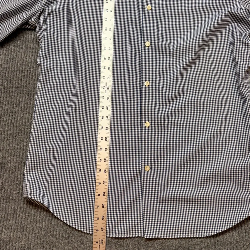 Banana Republic Non-Iron Slim Fit Shirt Mens L Blue White Gingham Button Down